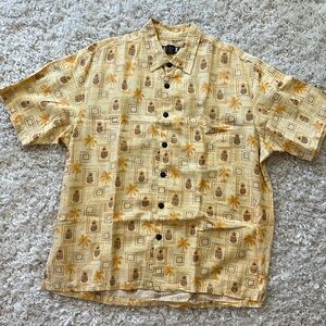 Button-down short sleeve, extra large, pineapple, palm tree shirt